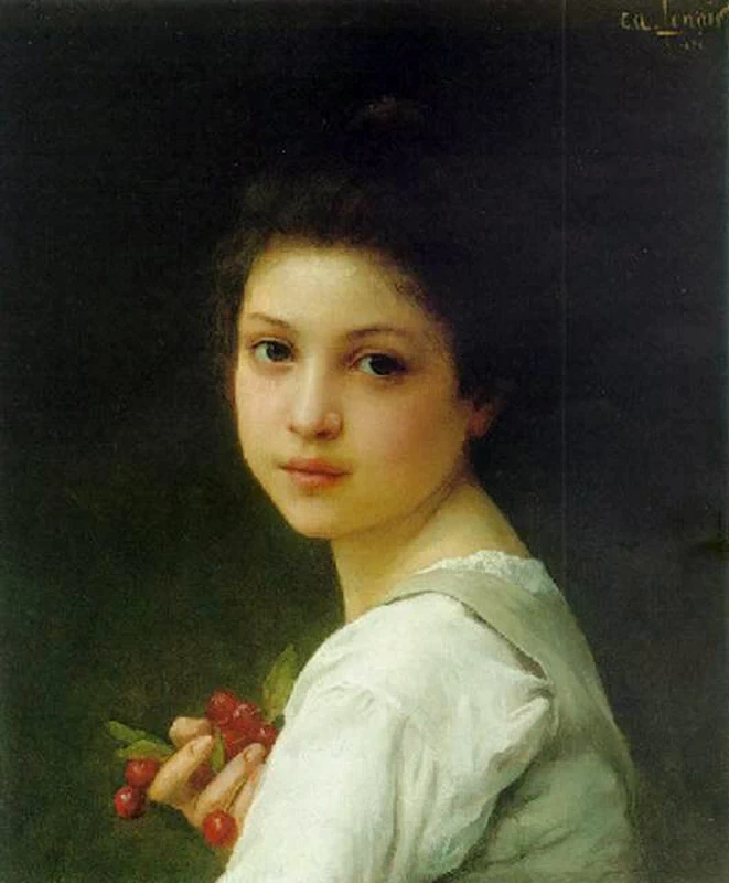 Ritratto di una giovane ragazza con le ciliegie